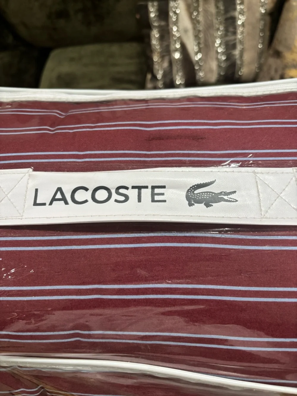 NEW LACOSTE LINDENWOOD RED REVERSIBLE COTTON KING COMFORTER 102 X 96 INCHES